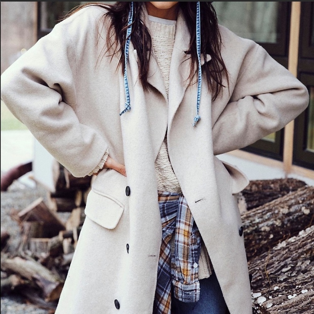 Free People Beige Wool Coat